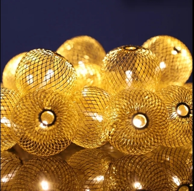 Picture of Metal fairy light Mini bulb shape lantern/ jhumka-Gold