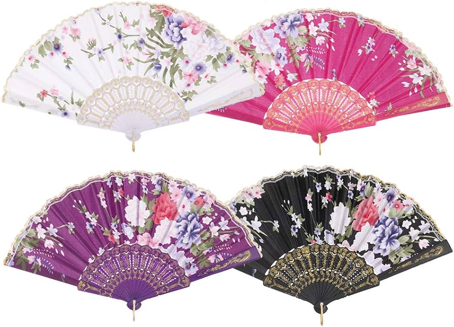 Picture of Plastic Floral Folding Hand Fan - Multicolor