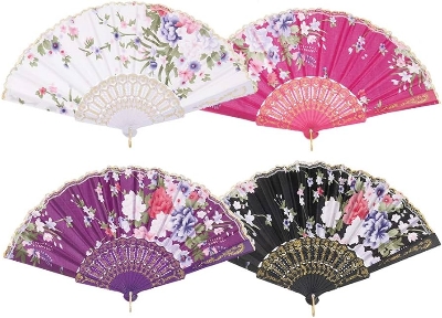 Picture of Plastic Floral Folding Hand Fan - Multicolor