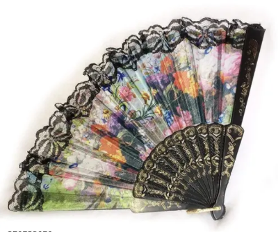 Picture of Plastic Floral Folding Hand Fan - Multicolor