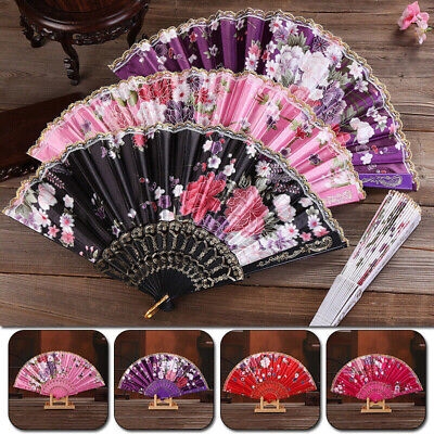 Picture of Chinese Style Lace Hand Held Folding Fan Dance Party Wedding Decor Hand Fans Wedding Favors Chinese -1pcs
