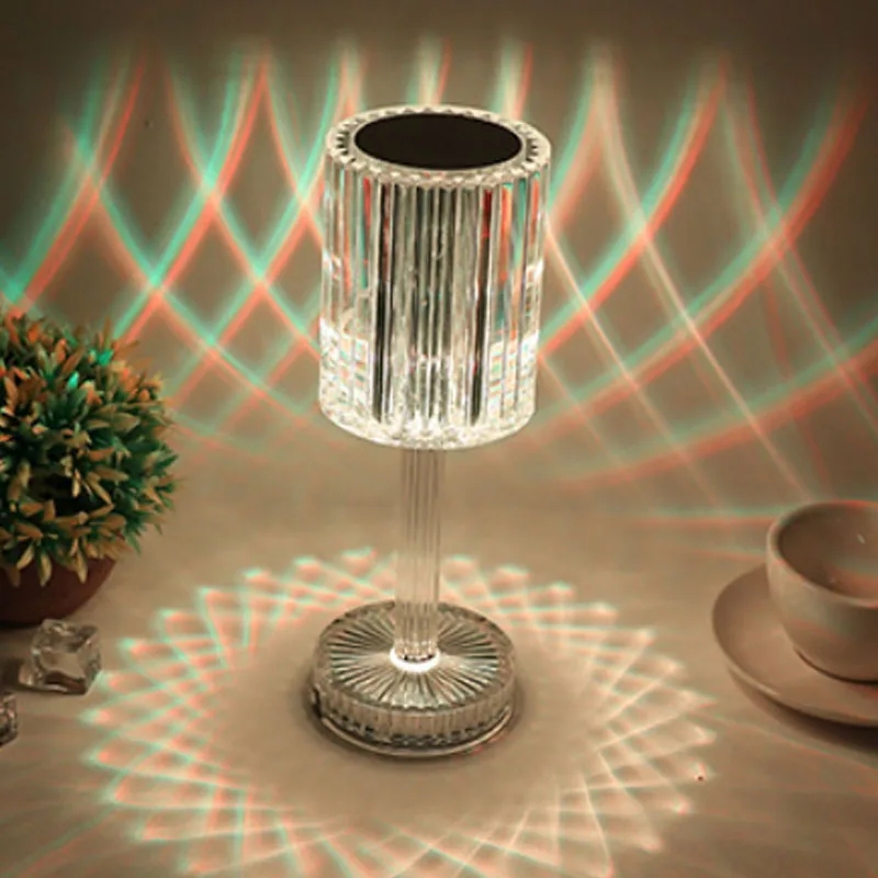 Picture of Crystal Table Lamp Gatsby Crystal Lamp 16 Color Changing Rechargeable Night Light For Bar Dinner Bedroom Room Decor-Multicolor