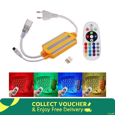 Picture of 1500W Waterproof LED RGB Controller With 24 Keys IR Remote for 2835 5050 RGB LED Tape or Neon Light EU Plug-Yellow