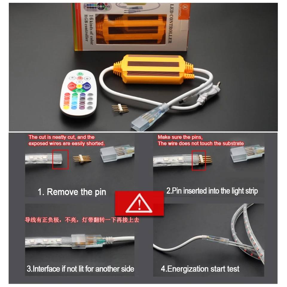 Picture of 1500W Waterproof LED RGB Controller With 24 Keys IR Remote for 2835 5050 RGB LED Tape or Neon Light EU Plug-Yellow