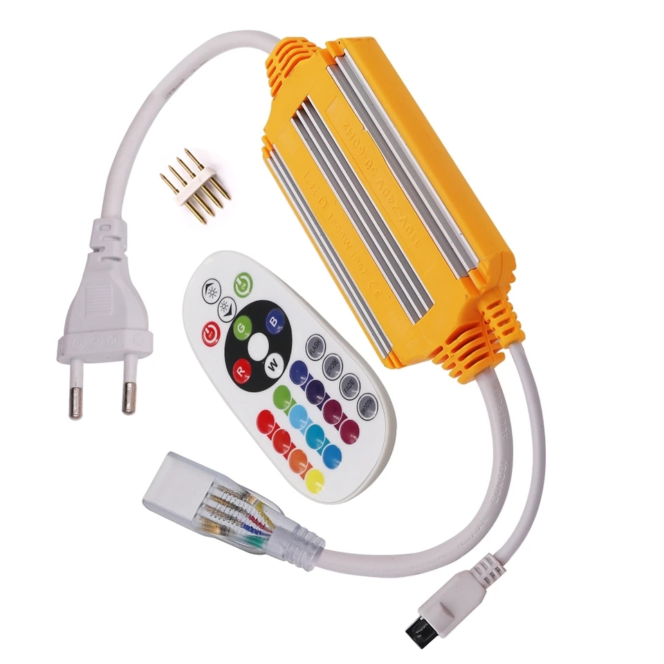 Picture of 1500W Waterproof LED RGB Controller With 24 Keys IR Remote for 2835 5050 RGB LED Tape or Neon Light EU Plug-Yellow