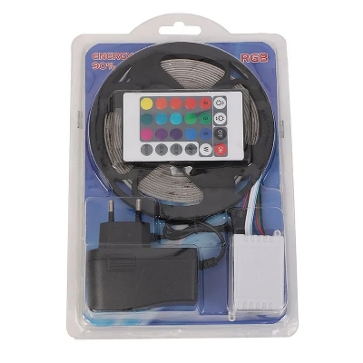Picture of 12V LED Light Strip 2835 RGB Set Colorful Color Changing 60 Lights 5 Meters 12V1A Adapter Light Strip-Multicolor
