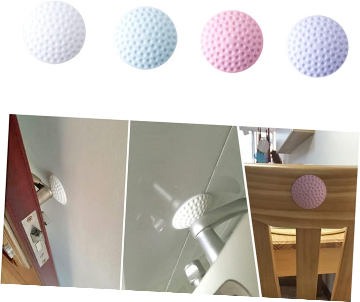 Picture of 5pcs Soft Silicone Rubber Door Safety Pad - Adhesive Wall & Door Guard, Shock Absorbing Anti-Collision Bumper
