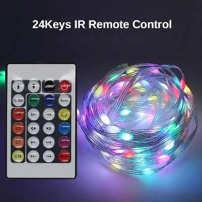 Picture of USB 5V WS2812B Bluetooth LED String Fairy Lights Dreamcolor RGBIC Addressable Party Christmas Lights Wedding Decoration Garland-Multicolor