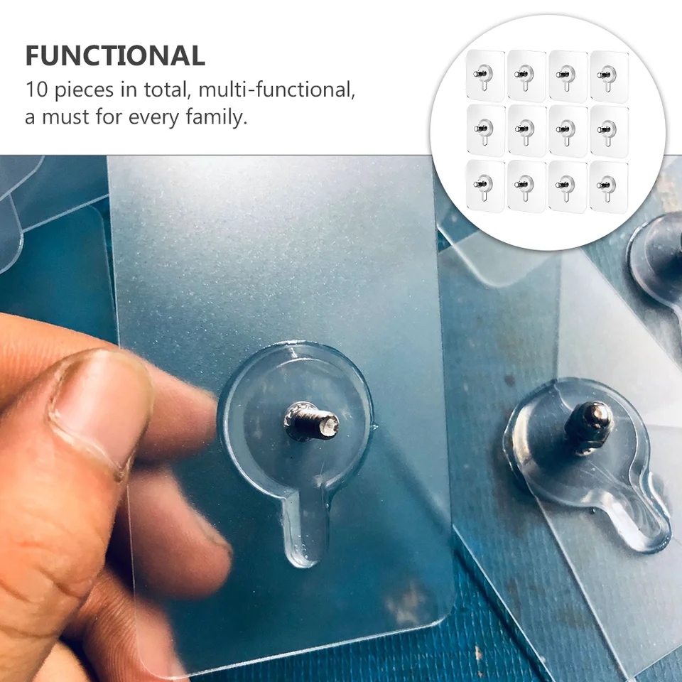 Picture of Punch Free Screws Seamless Adhesive Wall Screws Hanging Nails Hook Self Adhesive Hole Nail Non-Trace Photo Frame Hole Hang Kit-Grey