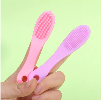 Picture of 2 pcs Silicone Face Cleaner Blackhead Remover Brush Cleanser Nose Pore Brush Finger Scrubber Tool Facial Skin Cleaner Massage Brush