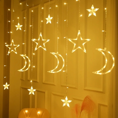 Picture of Moon Star Led Curtain Garland String Light-Gold