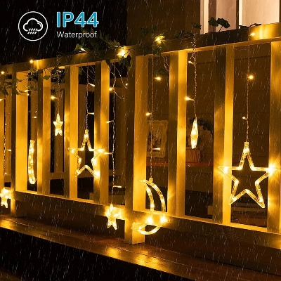 Picture of Moon Star Led Curtain Garland String Light-Gold