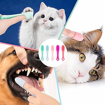 Picture of Pet Finger Brush Easy-to-use Pet Dental Care Tool Long Handle Silicone Brush for Dogs Cats Soft Toothbrush