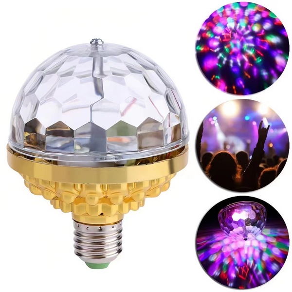 Picture of E27 Rotating Stage Lights Mini LED Disco Lamp RGB Home Party Light Magic Colorful Disco Ball KTV Bar DJ Disco Atmosphere Lamp-Multicolor