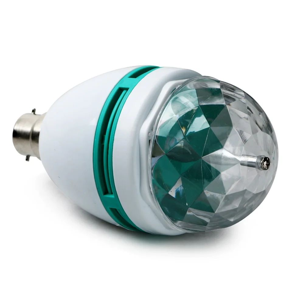 Picture of Disco light bulb 3W AC85-265V RGB LED Crystal Spotlight Automatic Rotating Lamp Stage Light B22 Bulb for DJ Disco Bar KTV Club-Multicolor