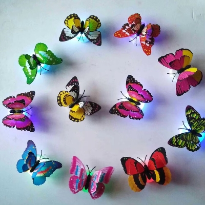 Picture of 1 Pcs Glowing Butterfly 3D Wall Sticker Night Light For Wedding Decoration Magnet Butterflies Fridge Decals Home Room Decor-Multicolor