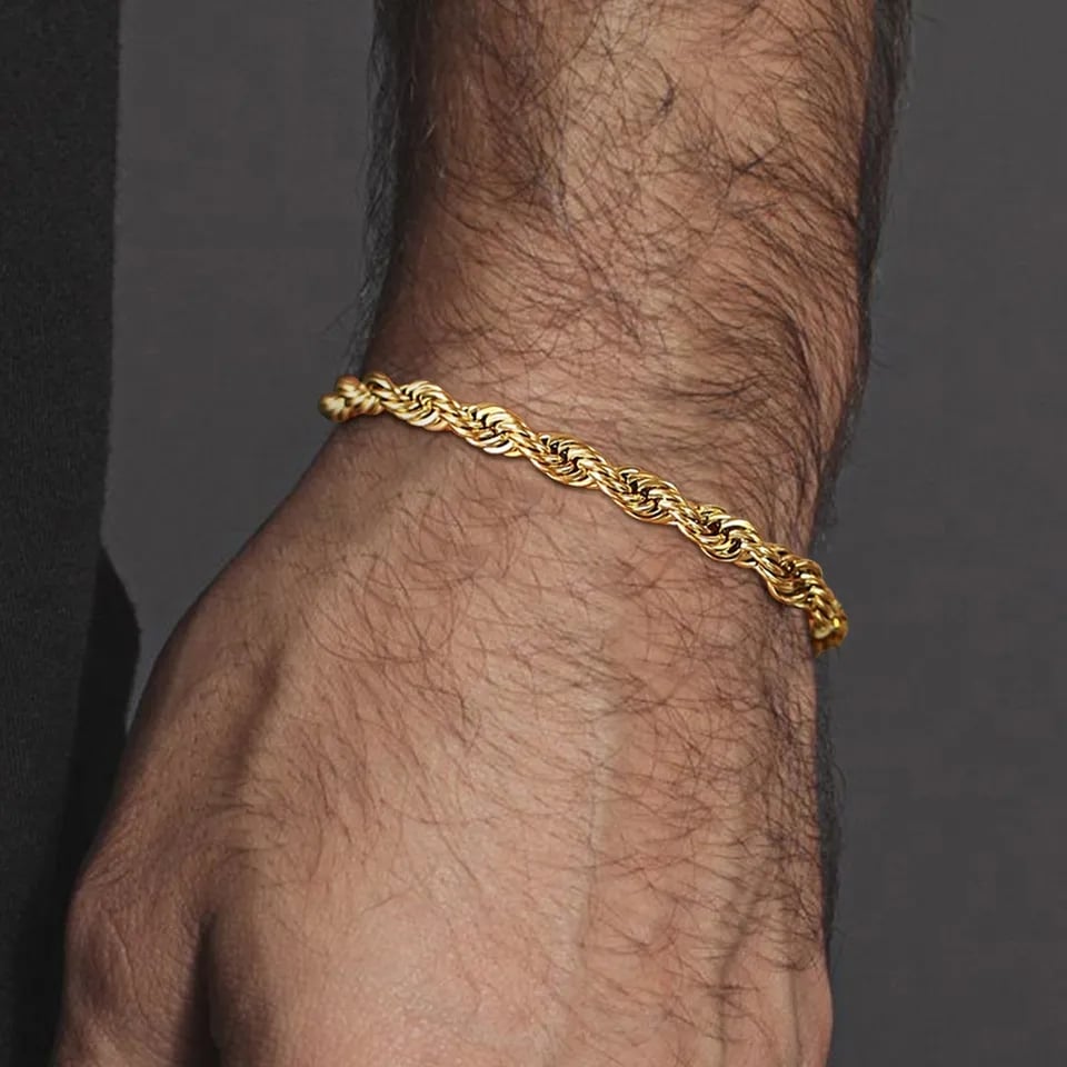 Picture of New American Rope Chain Bracelet For Men - Gold