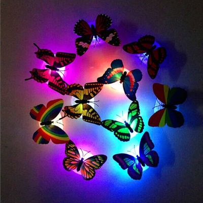 Picture of 1 Pcs Glowing Butterfly 3D Wall Sticker Night Light For Wedding Decoration Magnet Butterflies Fridge Decals Home Room Decor-Multicolor
