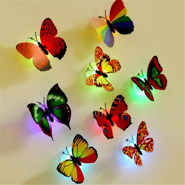 Picture of 1 Pcs Glowing Butterfly 3D Wall Sticker Night Light For Wedding Decoration Magnet Butterflies Fridge Decals Home Room Decor-Multicolor