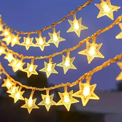 Picture of LED Star String Fairy Lights - Golden-Gold