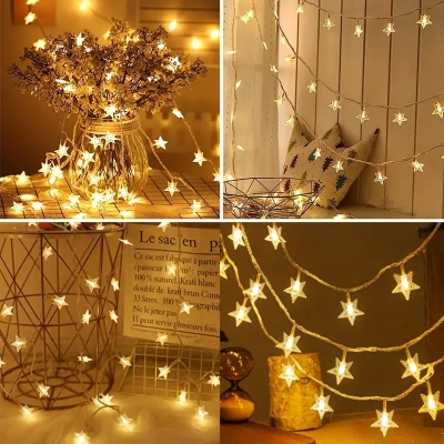 Picture of LED Star String Fairy Lights - Golden-Gold