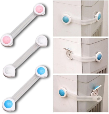 Picture of Anti-baby drawer lock child safety lock cabinet door baby cabinet refrigerator lock protective safety buckle lock anti-pinch finger- 2pcs