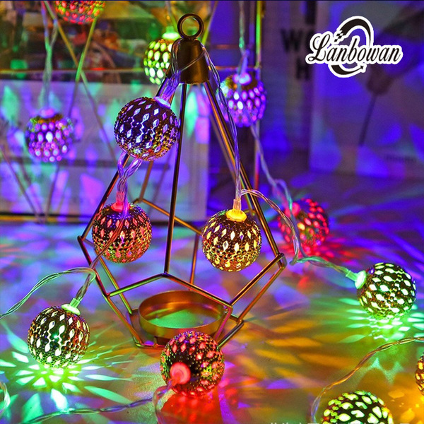 Picture of Multicolor Metal Ball Fairy Light_ Metal Ball String Light - Fairy lights 20pcs string lights Party Wedding Decoration-Multicolor