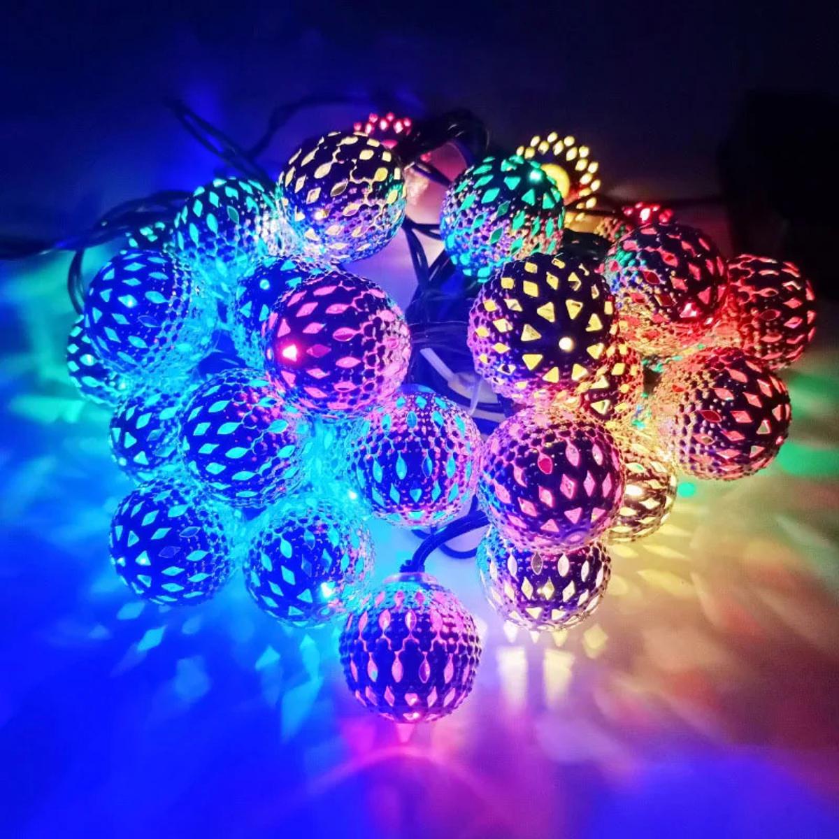 Picture of Multicolor Metal Ball Fairy Light_ Metal Ball String Light - Fairy lights 20pcs string lights Party Wedding Decoration-Multicolor