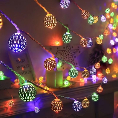 Picture of Multicolor Metal Ball Fairy Light_ Metal Ball String Light - Fairy lights 20pcs string lights Party Wedding Decoration-Multicolor