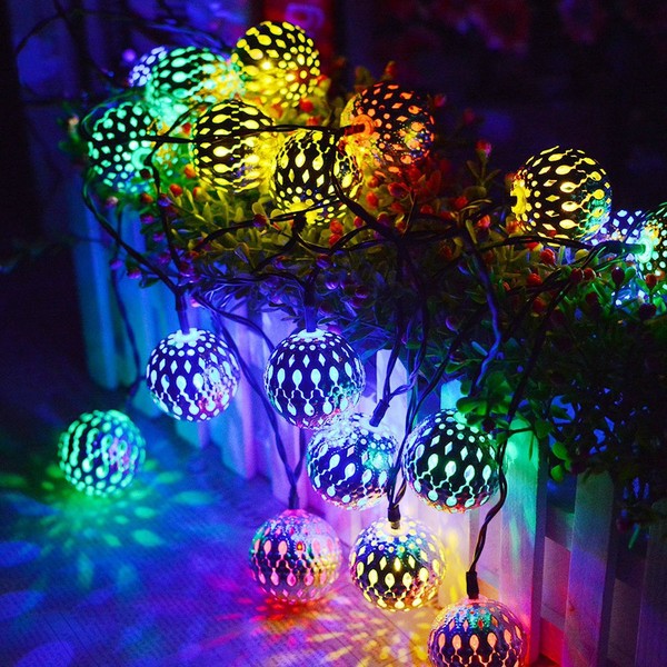 Picture of Multicolor Metal Ball Fairy Light_ Metal Ball String Light - Fairy lights 20pcs string lights Party Wedding Decoration-Multicolor