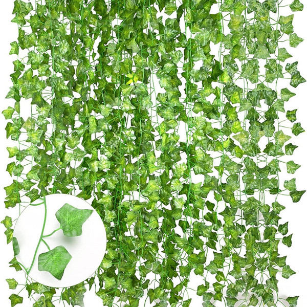 Picture of Artificial Hanging Leaf Vines Plant - 7 feet for Indoor and Outdoor Decoration-Green