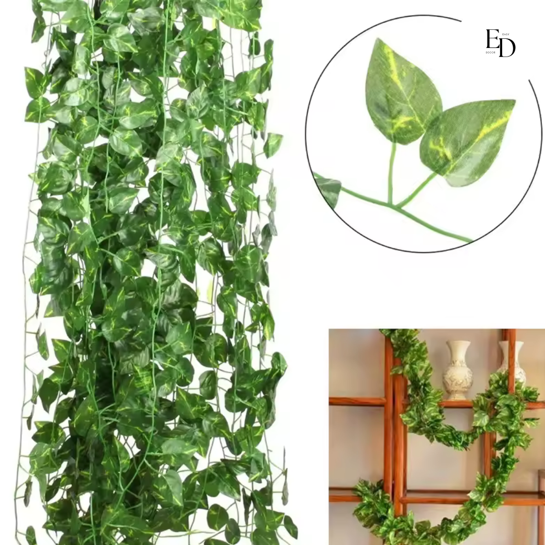 Picture of Artificial Hanging Leaf Vines Plant - 7 feet for Indoor and Outdoor Decoration-Green