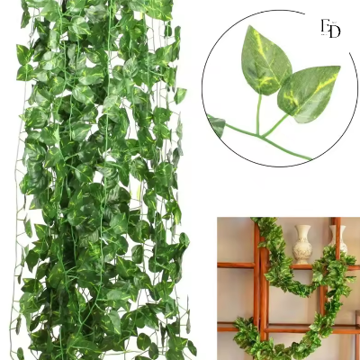 Picture of Artificial Hanging Leaf Vines Plant - 7 feet for Indoor and Outdoor Decoration-Green