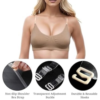 Picture of Clear Transparent Invisible Adjustable Shoulder replacement Bra Straps - Transparent