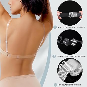 Picture of Clear Transparent Invisible Adjustable Shoulder replacement Bra Straps - Transparent