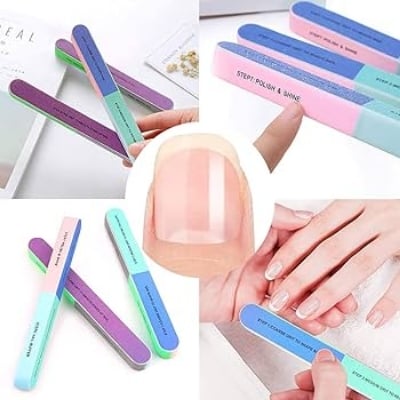 Picture of 1 Packs 7 Way Nail File and Buffer Block Nail Buffering Files 7 Steps Washable Emery Boards Professional Manicure Tools