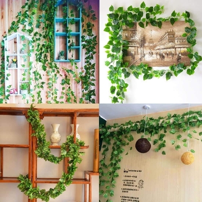 Picture of Artificial Hanging Leaf Vines Plant - 7 feet for Indoor and Outdoor Decoration-Green