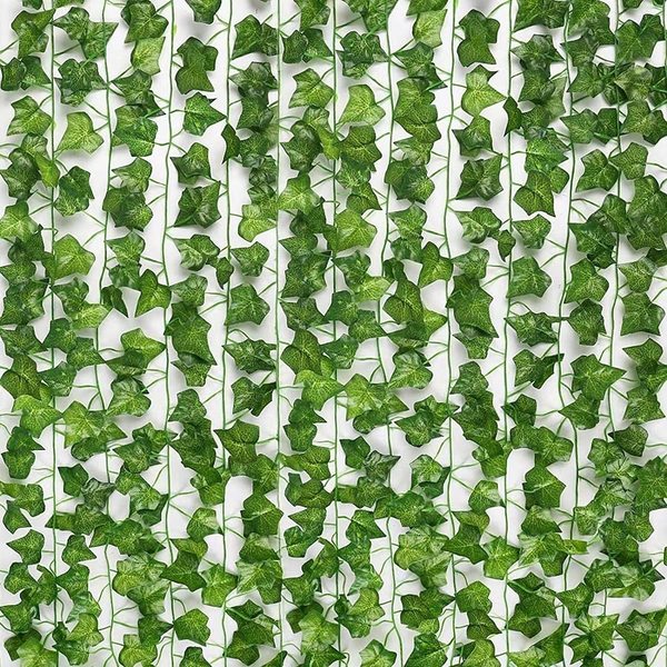 Picture of Artificial Hanging Leaf Vines Plant - 7 feet for Indoor and Outdoor Decoration-Green