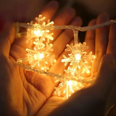 Picture of Snow Flake 28 Led 5 Meter String Lights_ Plug in Fairy String Lights golden