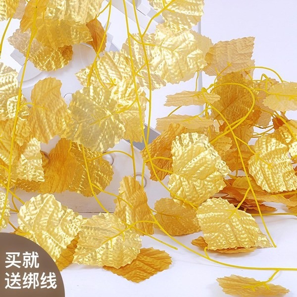 Picture of Enchanting Artificial Flower Silk Ivy Vines for Indoor and Outdoor Decorations (7 Feet Long)-Golden