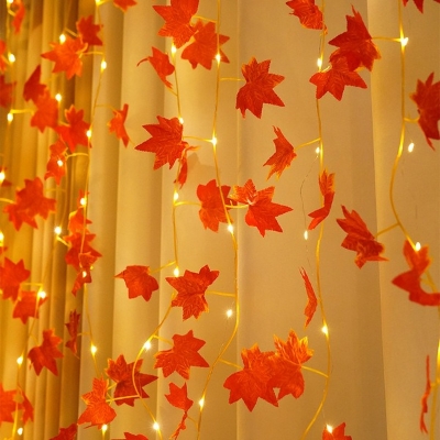 Picture of 15 Feet Magical Ambiance Artificial Vine Fairy Lights: Flower orange  Leaf Design-Gold