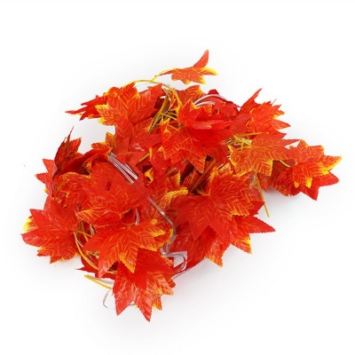 Picture of 15 Feet Magical Ambiance Artificial Vine Fairy Lights: Flower orange  Leaf Design-Gold
