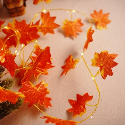 Picture of 15 Feet Magical Ambiance Artificial Vine Fairy Lights: Flower orange  Leaf Design-Gold