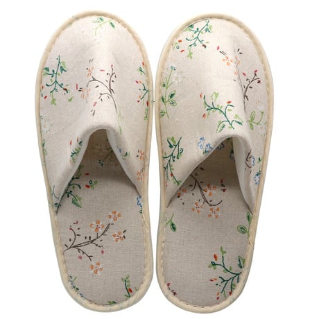 Picture of Striped Cloth Bottom Couples Warm Slippers Non Slipping Shoes for Men or Women - White