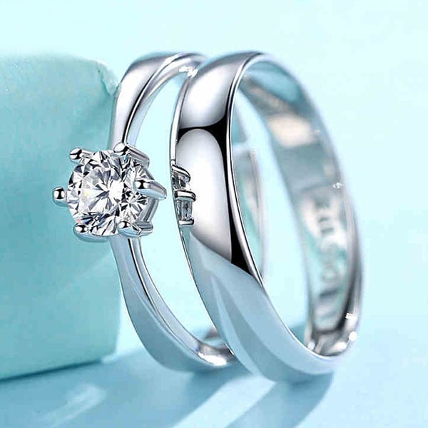 Picture of Premium Couple Ring Set | Silver Plated  | Gift Item - Silver