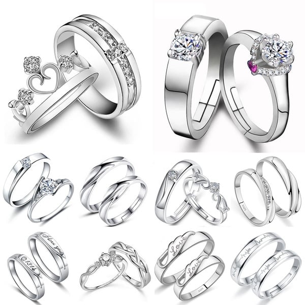 Picture of Premium Couple Ring Set | Silver Plated  | Gift Item - Silver