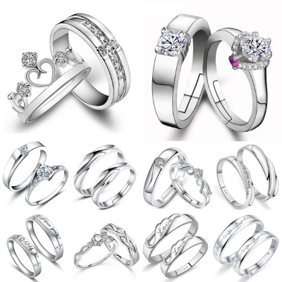 Picture of Premium Couple Ring Set | Silver Plated  | Gift Item - Silver