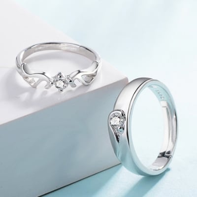 Picture of Luxury Silver Plated Couple Ring Set for men Women | Love Ring - Silver