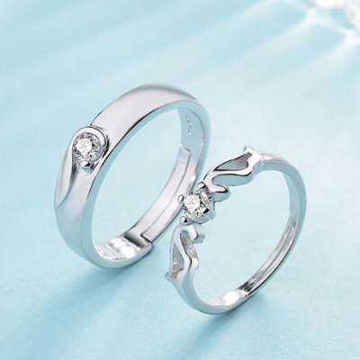 Picture of Luxury Silver Plated Couple Ring Set for men Women | Love Ring - Silver