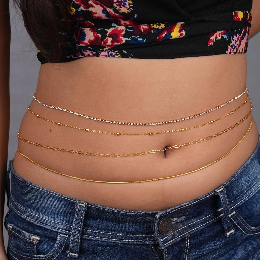 Picture of Women Stylish Waist Chain Belly Chain – Gold Color Body Jewelry -  Golden
